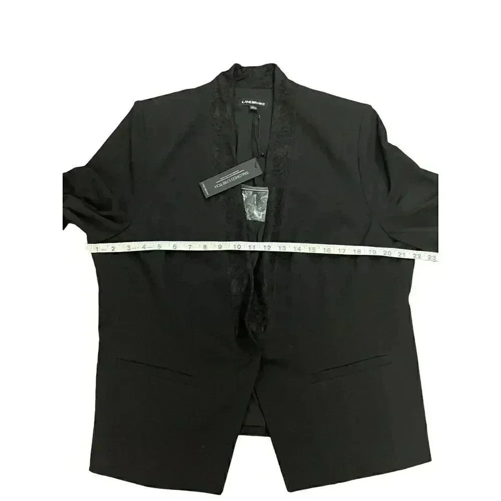 Lane Bryant One Button Tailored Stretch Blazer Black Lace Trim Size 18 NWT - Picture 4 of 8